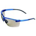 Msa Safety SAFETY WORKS Safety Glasses, ScratchResistant Lens, SemiRimless Frame, Blue Frame 10039206